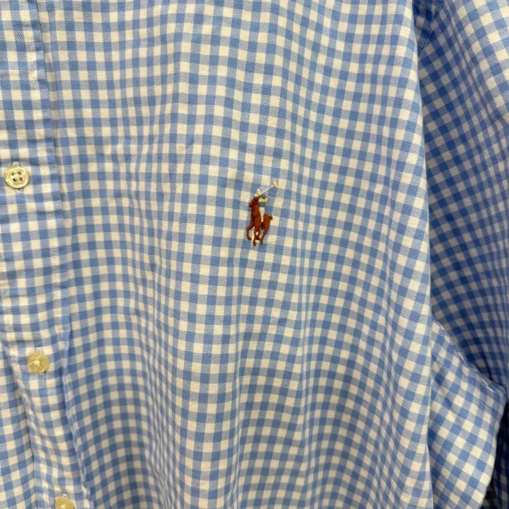 Polo Ralph Lauren M Blue Gingham Classic Fit Short Sleeve Button Down‎ Shirt 3XB